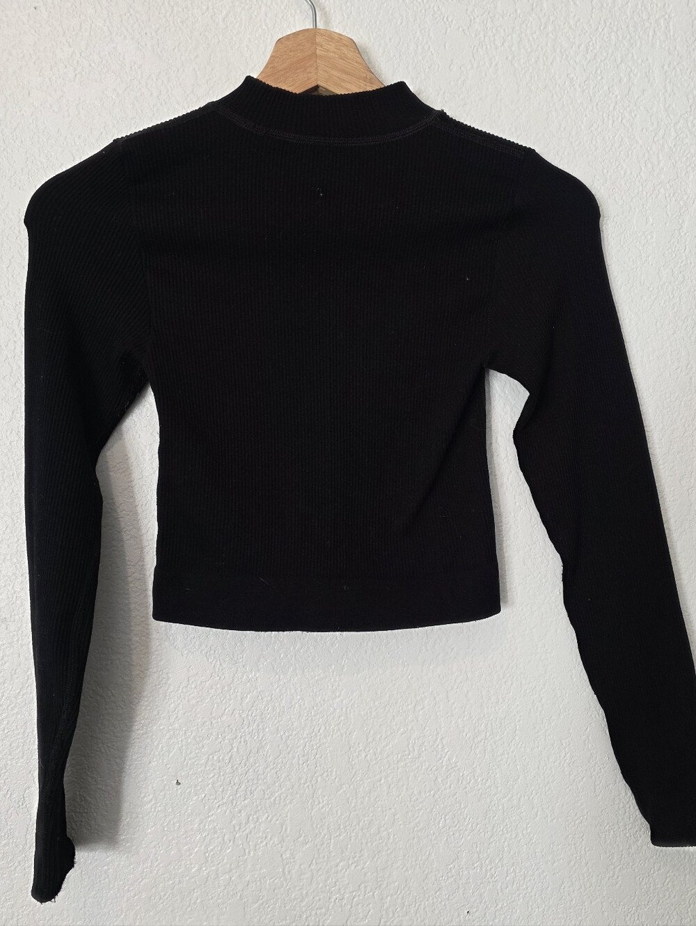 Urban Outfitters Black Ribbed Cropped Mock-Neck Top
